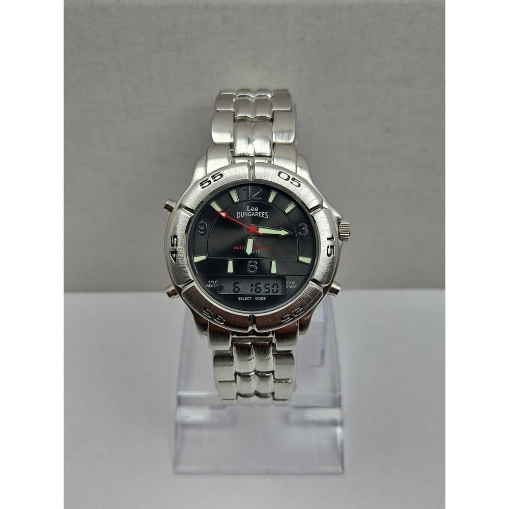 Vintage Lee Dungarees Mens Analog Digital Sport Metal Bracelet Watch New Battery
